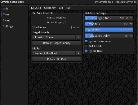 One Shot Script 2026 : Kill Aura, Silent Aim, Wall Check & ESP