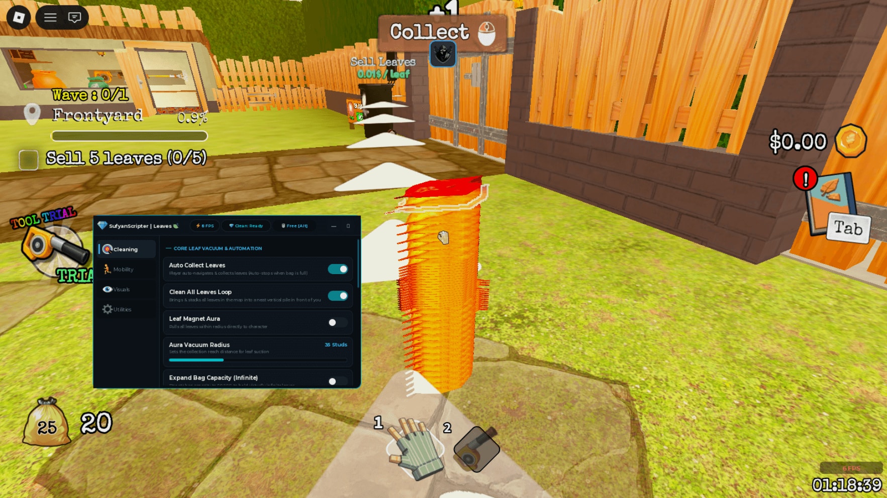 New Working Script For Clean all the leaves!. Auto Collect Leaves, Clean All Leaves