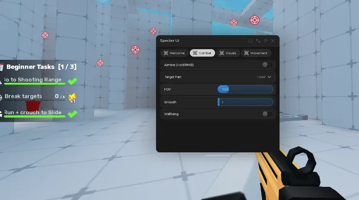 Specter UI v1 Roblox Script | Aimbot, ESP, Fly & More